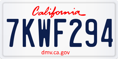 CA license plate 7KWF294
