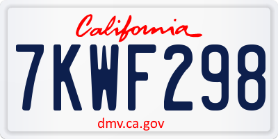 CA license plate 7KWF298