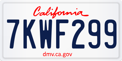 CA license plate 7KWF299