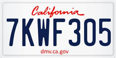CA license plate 7KWF305