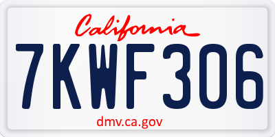 CA license plate 7KWF306