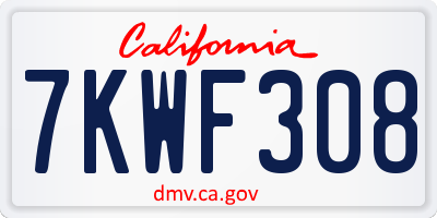 CA license plate 7KWF308