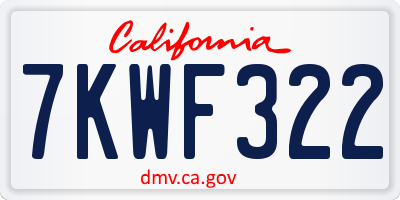 CA license plate 7KWF322