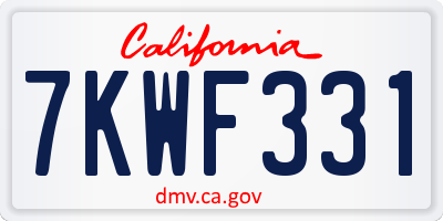 CA license plate 7KWF331