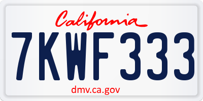 CA license plate 7KWF333