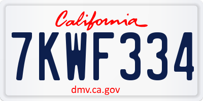 CA license plate 7KWF334