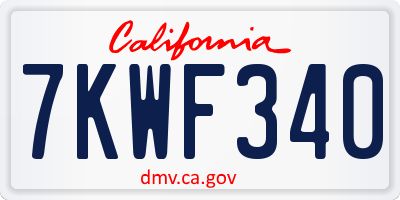 CA license plate 7KWF340