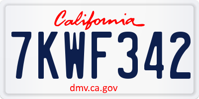CA license plate 7KWF342