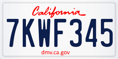CA license plate 7KWF345
