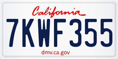 CA license plate 7KWF355