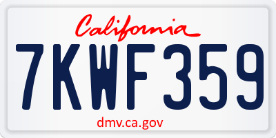 CA license plate 7KWF359