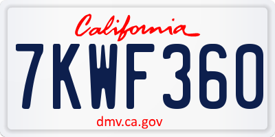 CA license plate 7KWF360