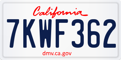 CA license plate 7KWF362