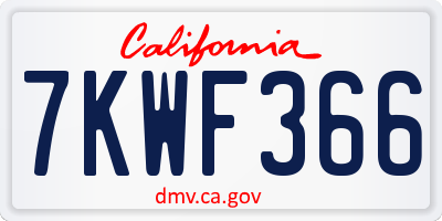 CA license plate 7KWF366