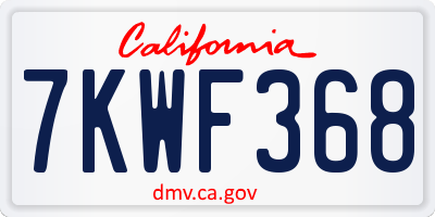 CA license plate 7KWF368