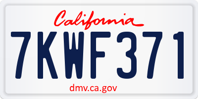 CA license plate 7KWF371