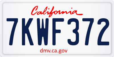 CA license plate 7KWF372