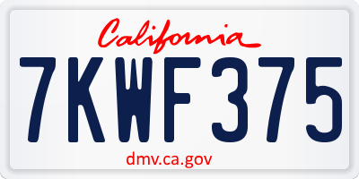 CA license plate 7KWF375