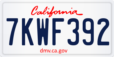 CA license plate 7KWF392