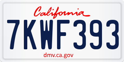CA license plate 7KWF393