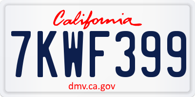 CA license plate 7KWF399