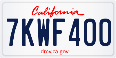 CA license plate 7KWF400
