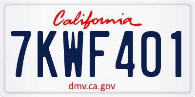 CA license plate 7KWF401