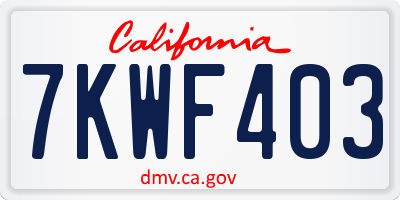 CA license plate 7KWF403