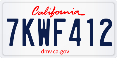 CA license plate 7KWF412