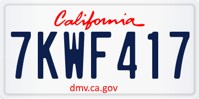 CA license plate 7KWF417