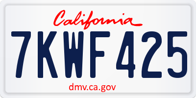 CA license plate 7KWF425