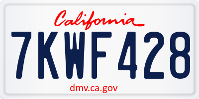 CA license plate 7KWF428