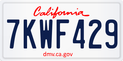 CA license plate 7KWF429