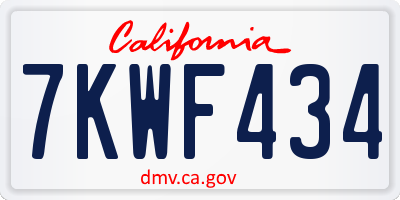 CA license plate 7KWF434