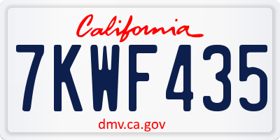 CA license plate 7KWF435
