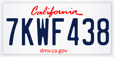 CA license plate 7KWF438