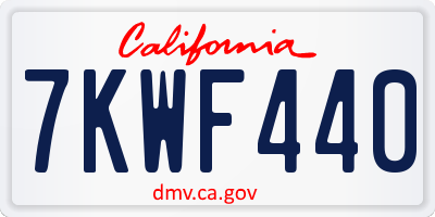 CA license plate 7KWF440