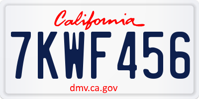 CA license plate 7KWF456