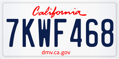 CA license plate 7KWF468