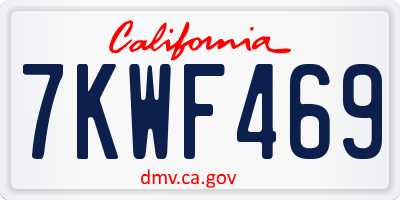 CA license plate 7KWF469