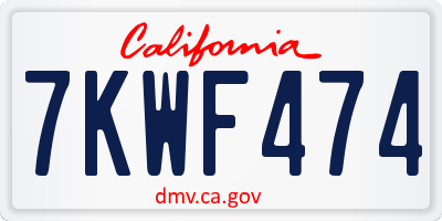 CA license plate 7KWF474