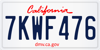 CA license plate 7KWF476
