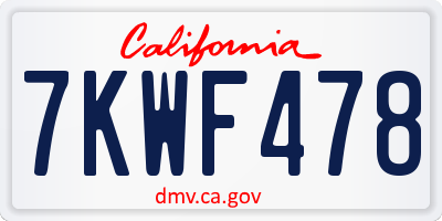 CA license plate 7KWF478