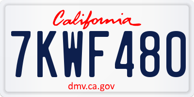CA license plate 7KWF480