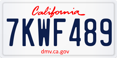CA license plate 7KWF489
