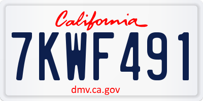 CA license plate 7KWF491