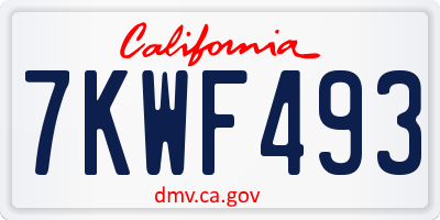 CA license plate 7KWF493