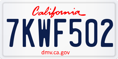 CA license plate 7KWF502