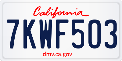 CA license plate 7KWF503