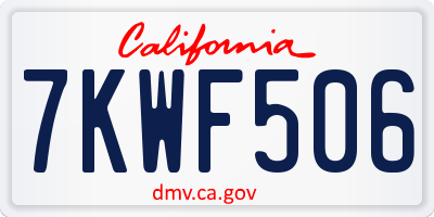 CA license plate 7KWF506